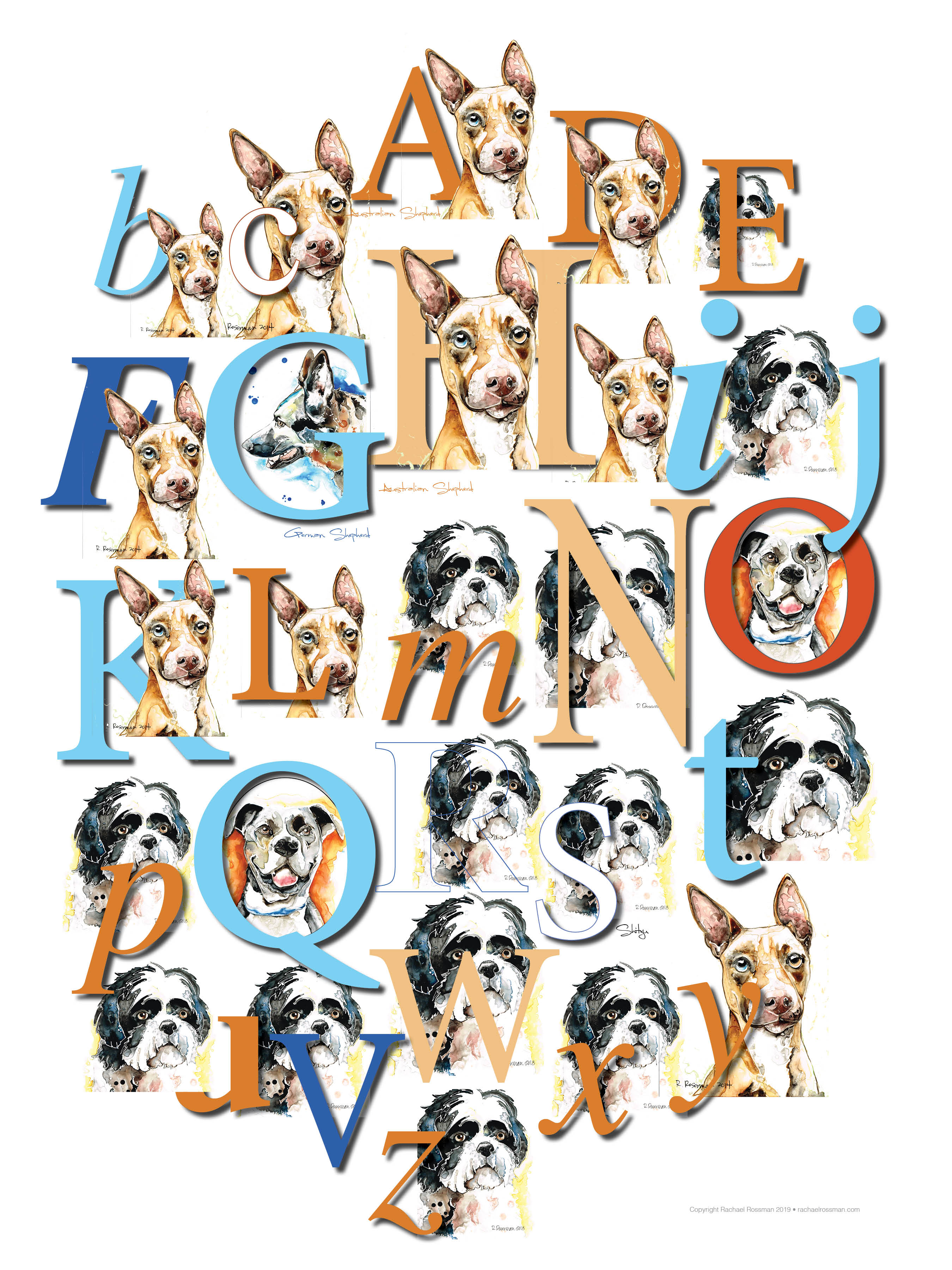 DOG ALPHABET LAYOUT 18X24 oval